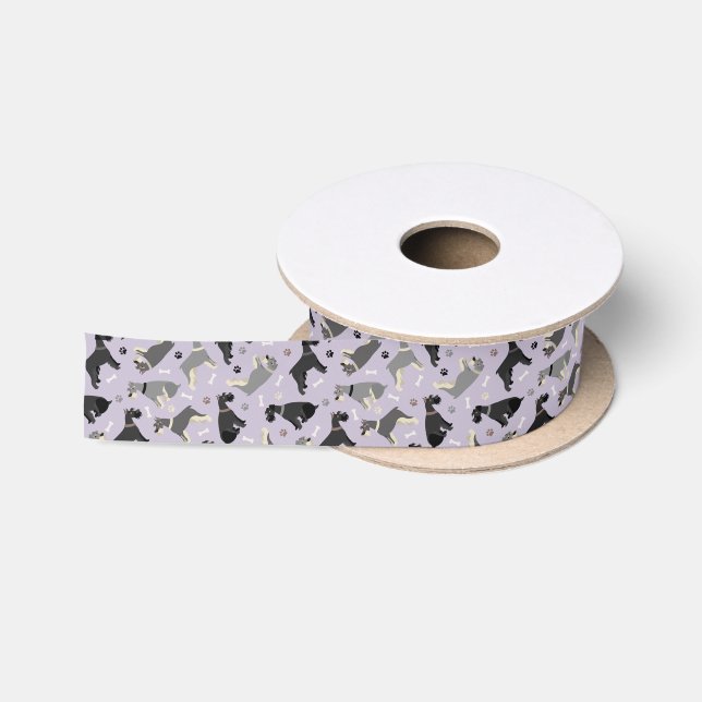 En Satin Ruban satiné Schnauzer Pâtes et os (Bobine)