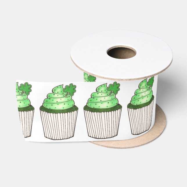 En Satin Ruban Shamrock vert Cupcake Saint Patrick's Day (Bobine)