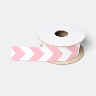 En Satin Ruban vertical Chevron rose et blanc moyen