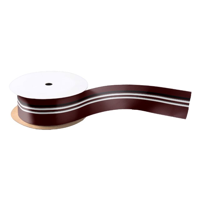 En Satin Ruban w/blk de Bourgogne et rayures blanches (Bobine)
