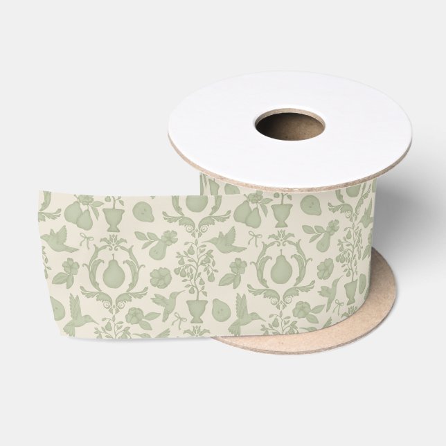En Satin Sage Vert Ruban Damassé Perfect Pear pour Mariage (Bobine)