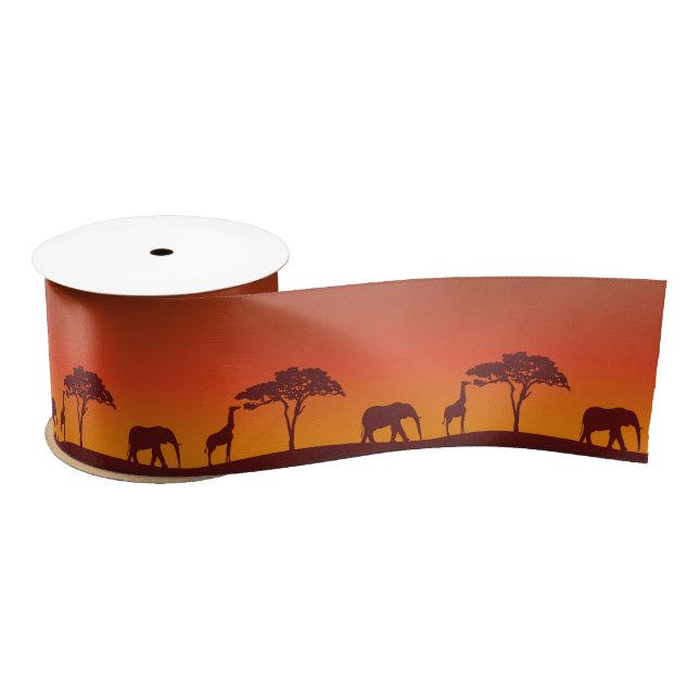 En Satin Silhouette africaine de safari - ruban (Bobine)
