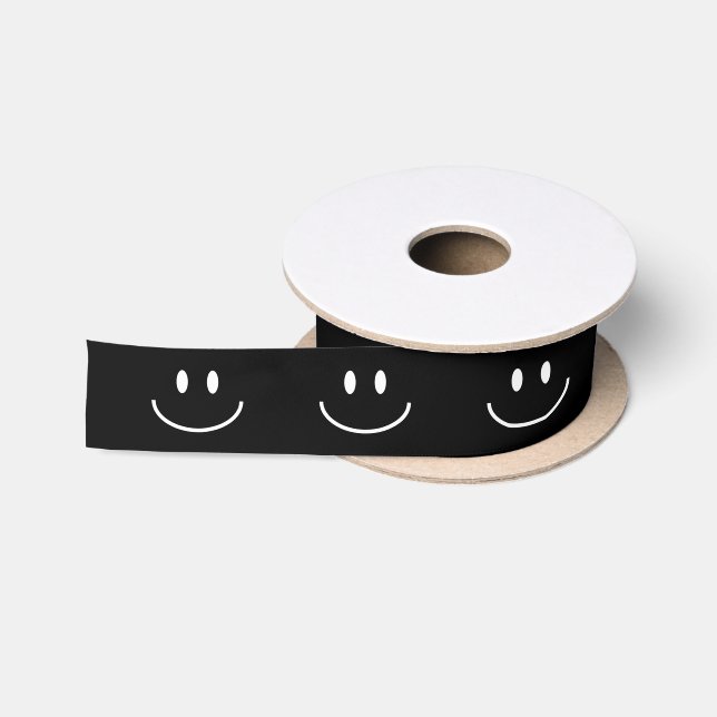 En Satin Smile Motif noir et blanc ruban (Bobine)