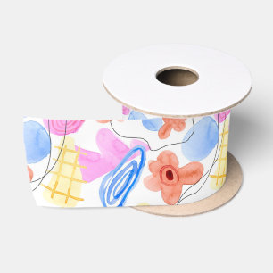 En Satin Un rouleau de ruban avec des illustrations abstrai