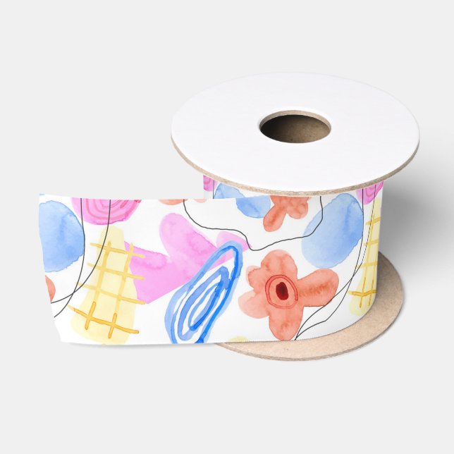 En Satin Un rouleau de ruban avec des illustrations abstrai (Bobine)