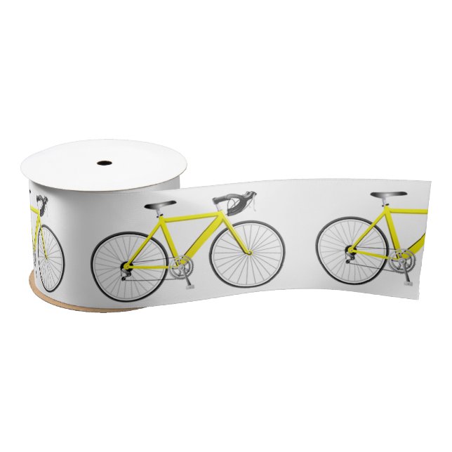 En Satin Vélo jaune sur ruban satiné blanc (Bobine)