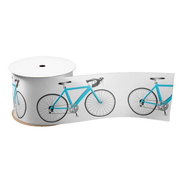 En Satin Vélo Turquoise sur ruban satiné blanc (Bobine)