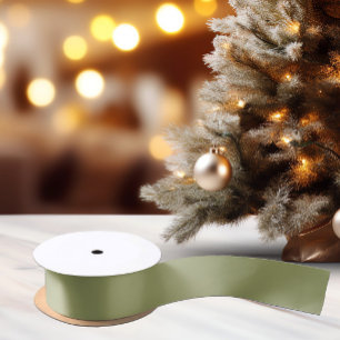 En Satin Vert brossage feuillus - Ruban satiné minimaliste