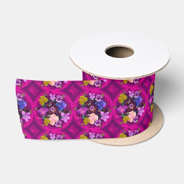 En Satin Vibrant rose Abstrait piscine de ruban satiné (Bobine)