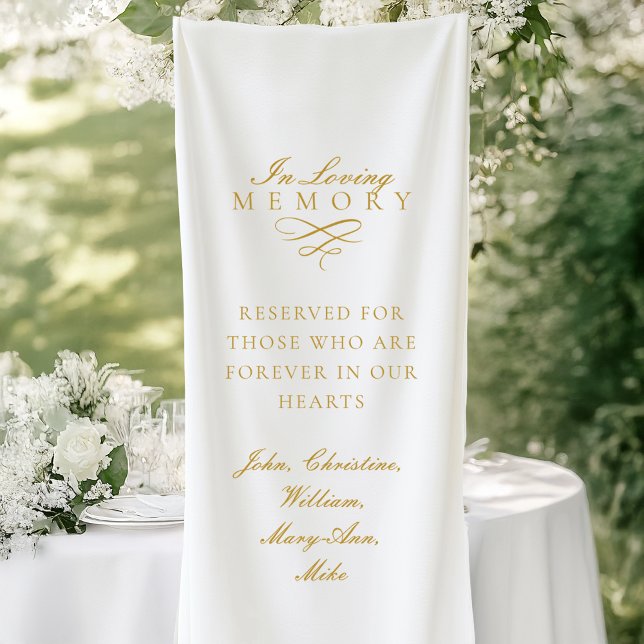 En Souvenir! Bannière de mariage blanc en mémoire (In Loving Memory! White Wedding Memorial Banner with your Text)
