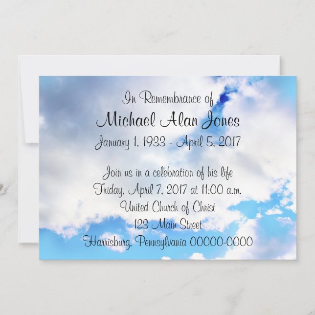 En souvenir du Faire-part du service commémoratif (Devant)