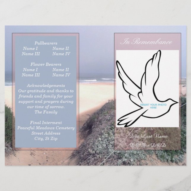 En souvenir Programme funéraire pli simple (Devant)