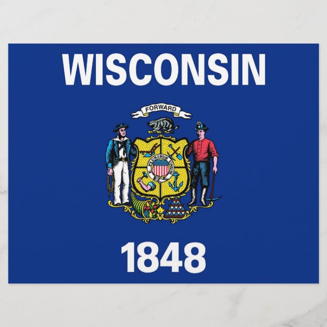En-tête avec Drapeau du Wisconsin, États-Unis (Devant)