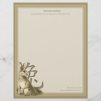 En-tête Avec Motif Année du papier à lettres de lapin