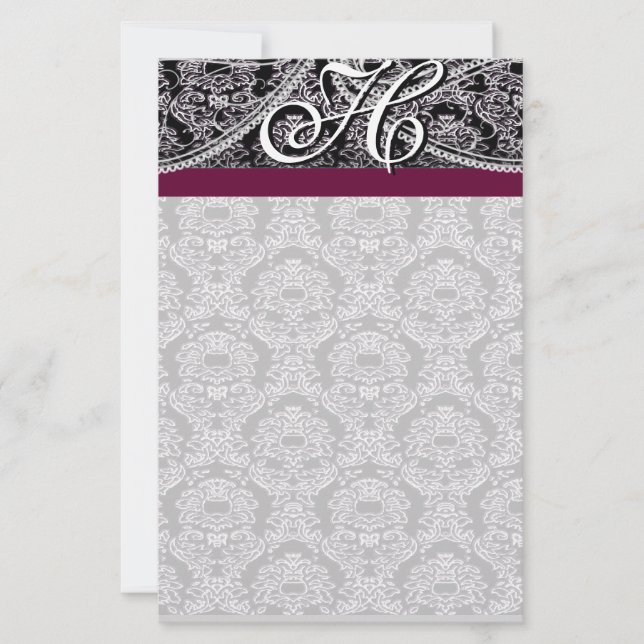 En-tête de la lettre Monogramme de ruban de prune  (Devant)