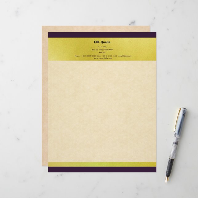 EN-TÊTE DE LETTRE 麻の葉文様のエレガントなレターヘッド (Devant/Arrière en situation)