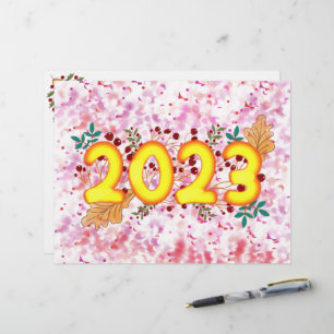 EN-TÊTE DE LETTRE 2023 AVEC DE JOLIS FEUILLES ET DES BERRIES ROUGES