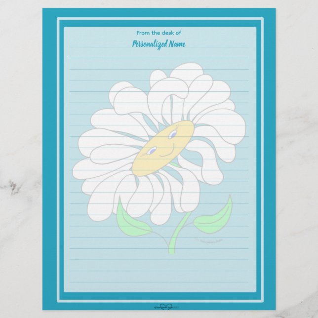 En-tête De Lettre 23Big Happy Daisy Blue Lined (Devant)