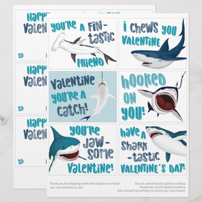 En-tête De Lettre 6 Cartes de jour Valentines de classe Enfants Requ (Devant / Derrière)