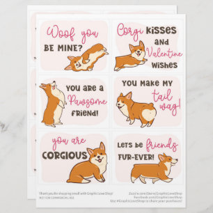 En-tête De Lettre 6 Corgi Chiens Enfants Classe Saint Valentin Carte