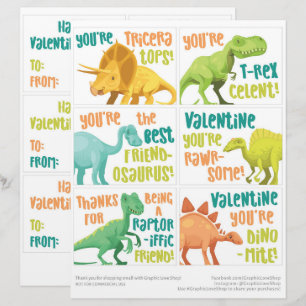 En-tête De Lettre 6 Dinosaures Enfants Salle de classe Valentines Ca