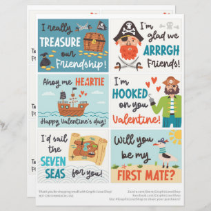 En-tête De Lettre 6 Pirate Kids Classroom Valentines Day Cards