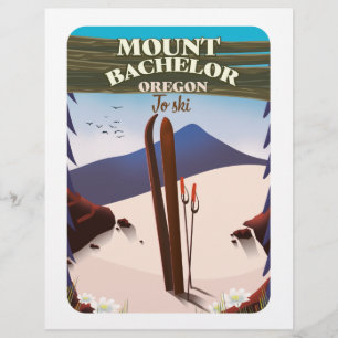 En-tête De Lettre Affiche de voyage à ski Mount Bachelor Oregon