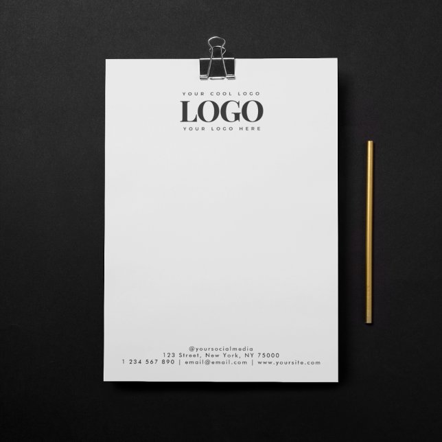 En-tête De Lettre Ajoutez votre logo commercial Rectangle et minimal (Créateur téléchargé)