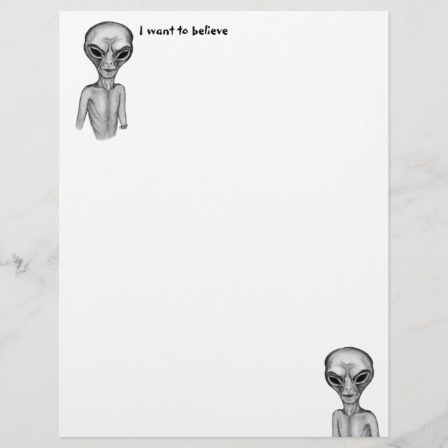 En-tête De Lettre Alien gris, Je veux croire Letterhead (Devant)