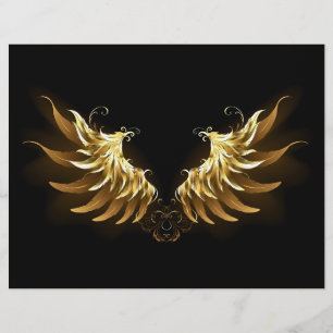 En-tête De Lettre Ange d'or sur arrière - plan noir