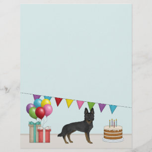 En-tête De Lettre Anniversaire coloré de Berger Allemand Bi-Noir GSD
