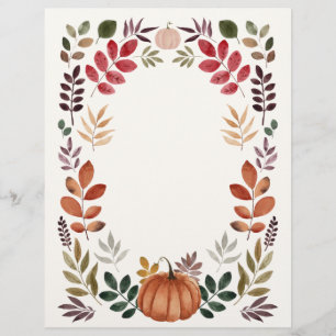 En-tête De Lettre Aquarelle Citrouille et feuilles d'automne