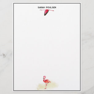En-tête De Lettre Aquarelle Deux Flamants roses