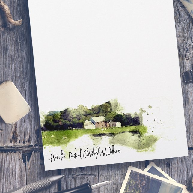 En-tête De Lettre Aquarelle personnalisée Scottish Farmhouse (Créateur téléchargé)