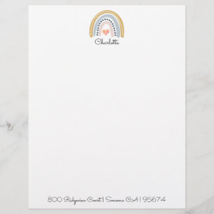 En-tête De Lettre Aquarelle Rainbow Kid personnalisée