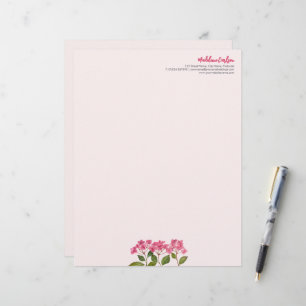 En-tête De Lettre Aquarelle rose Hydrangée Lacecaps Illustration