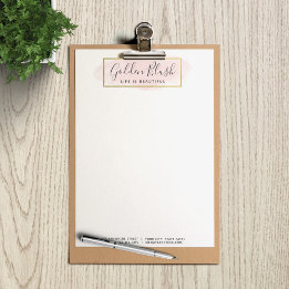 En-tête De Lettre Aquarelle rose pâle & Or moderne Géométrique Chic