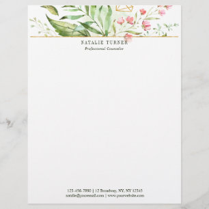 En-tête De Lettre Aquarelle Sauvage Floral Vert Folithe