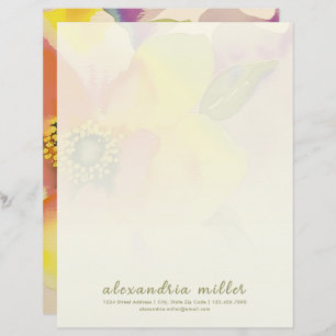 En-tête De Lettre Aquarelle subtile en-tête Floral