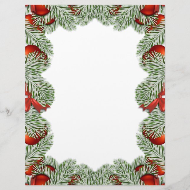 En-tête De Lettre Arbre de Noël et décoration d'ampoules (Devant)