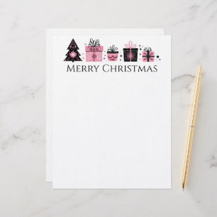 En-tête De Lettre Arbre de Noël et présente en-tête