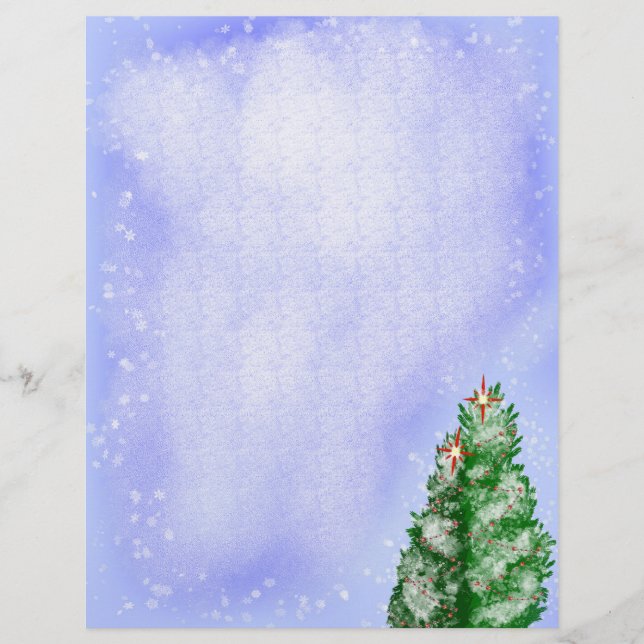 En-tête De Lettre Arbres de Noël enneigés (Devant)