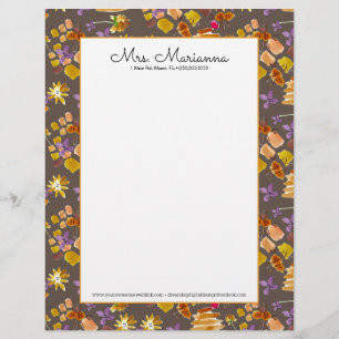 En-tête De Lettre Art botanique floral motif aquarelle abeille main