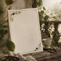 Art botanique vintage de branche d'olive méditerra