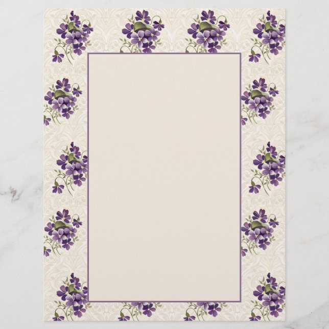 En-tête De Lettre Art Nouveau Violet Floral Pattern (Devant)