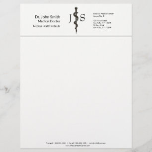 En-tête De Lettre Asclepius Médicale professionnel Noir Simple Blanc