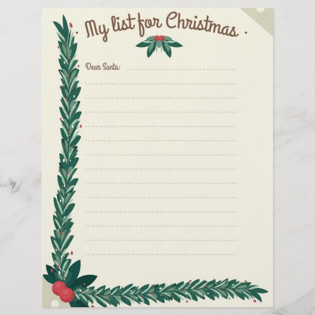 En-tête de lettre au Père Noël (Devant)