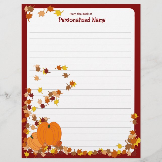 En-tête De Lettre Automne de bienvenue - Lined (Devant)