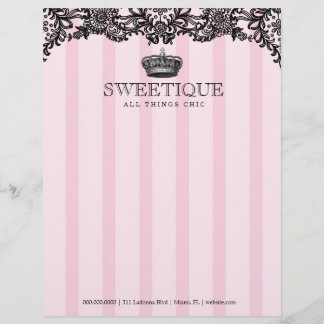 En-tête De Lettre Avec Motif 311 rayures roses et dentelle de Sweetique