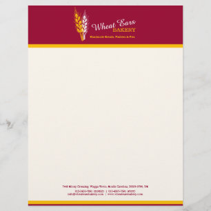 En-tête De Lettre Avec Motif Bakers boulangerie blé rouge jaune en chef d'entre